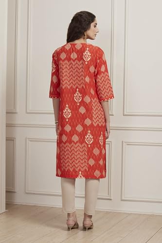 Image of BIBA Women Cotton Printed Straight Kurta