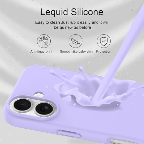 Image of DIZORO Compatible with iPhone 17 Case 6.3, Slim Liquid Silicone 3 Layers Full Covered Soft Gel Rubber Phone Cases Protective Back Cover 6.3 Inch - Purple