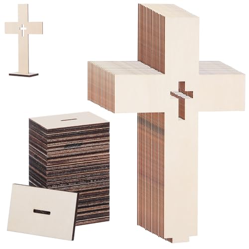Cruz de madera de 20 piezas para artesanía y decoración religiosa de escritorio en el hogar