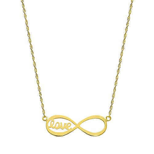 10k Yellow Gold Love Forever Infinity Necklace - Style 12