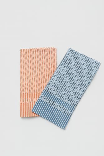 Image of Cotton Large Size Bath Towels | 500 GSM |Quick Dry & Absorbent Towels for Bath, Travel, Gym & Beach| Pack of 2 | Lightweight | Skin Friendly | Multicolor (Orange and Ink Blue)