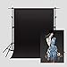 Black Solid Color Backdrop Polyester Fabric Background for Photography 5x7ft Wrinkle Resistant Washable Backdrop for Portrait Photo Studio Video Shooting VVM002