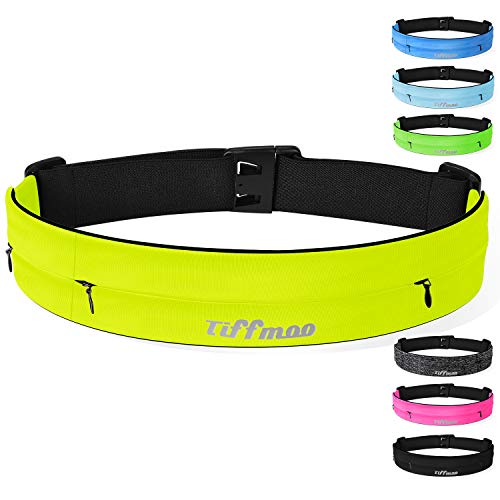 Tiffmoo Running Belt Fanny Pack, Adjustable Running Waist Belt Fits with 3 Zipper