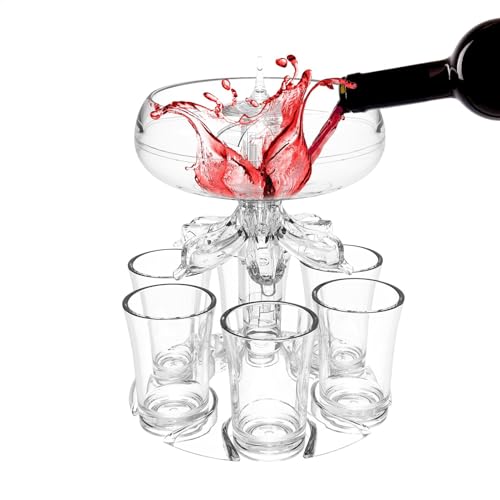 Dispensador de 6 vasos de chupito, dispensador de bebidas con vasos de chupito transparentes, dispensador de cóctel, vertedor de alcohol sin contacto para jugos, licores, sidra, whisky, cóctel, Dispensador de 6 vasos de chupito, dispensador de bebidas con vasos de chupito transparentes, dispensador de cóctel, vertedor de alcohol sin contacto para jugos, licores, sidra, whisky, cóctel,