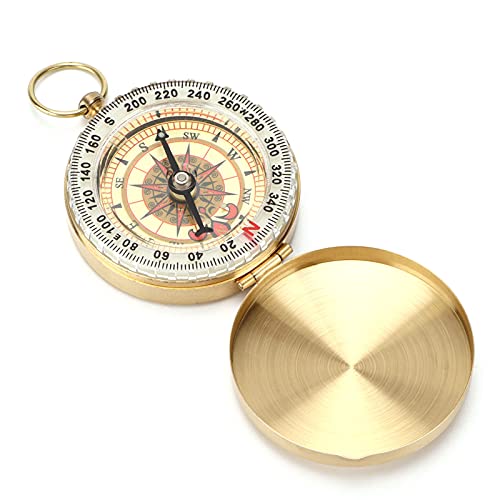Brújula Rotativa Luminosa de Cobre para Camping miniatura 1