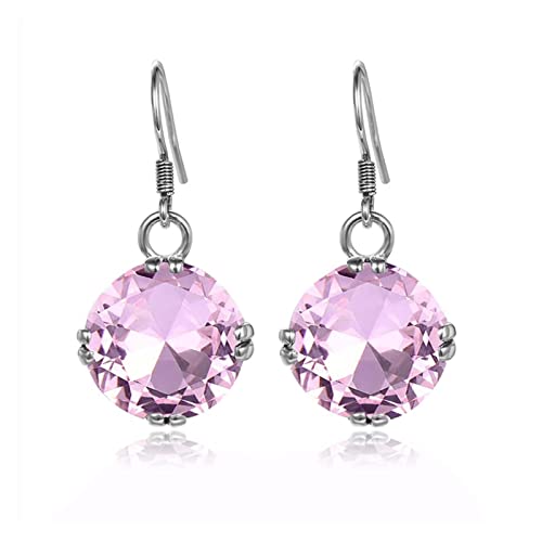Boucles d'oreilles en argent 925 cristal rose pendantes