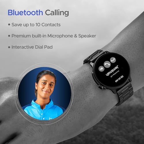 Image of boAt Lunar Tigon Smart Watch w / 1.45 inch (3.6 cm) AMOLED Display, Advanced BT Calling,Always on Display, Functional Crown,Premium Design & Ocean Ridge Strap,IP67,HR & SpO2 Monitoring(Steel Black)