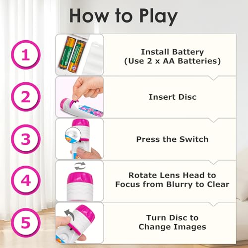 Image of Pup Go Mermaid Projector Flashlight for Kids Ages 3+, Ideas Christmas Stocking Stuffers Gifts for Girls, Pink Fairy Little Mermaid Toys, 3 Discs 24 Images, Kid Night Light Projector