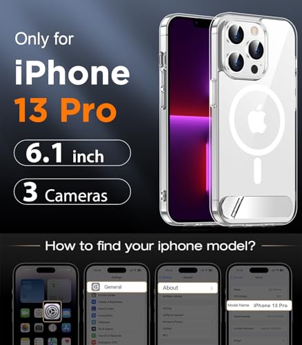 Image of Magnetic Compatible with iPhone 13 Pro Case, [Built-in Invisible Kickstand][Compatible with MagSafe] [Military Grade Shockproof] Slim Thin Phone Case for iPhone 13 Pro 6.1 inch