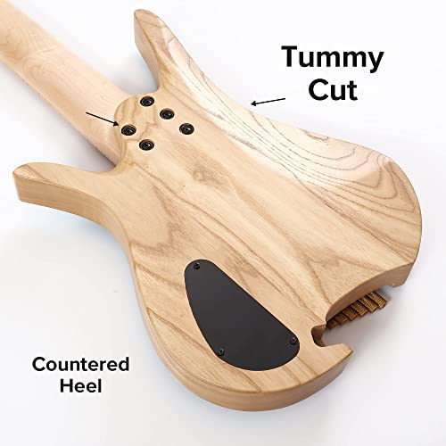 Batking Guitare électrique sans tête, 6 frettes ventilées (rouge) - Les Beatles, Paul McCartney, John Lennon, RIngo Starr, George Harrison Batking Guitare électrique sans tête, 6 frettes ventilées (rouge) – Image 6