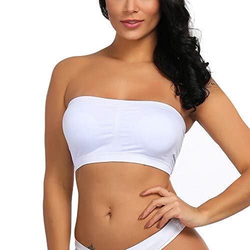 Boolavard Fashion Sexy Womens Strapless Boob Tube Vest Top Bandeau Bra (XL (UK 12-14) White)