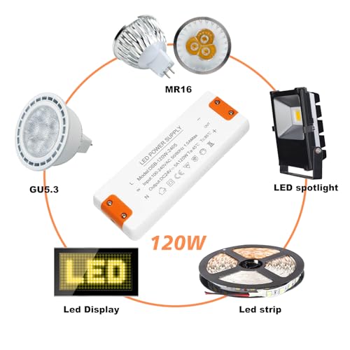 LED Driver 24V 120W, 24v 5a power supply, LED Transformer AC 240V to DC 24 Volt 5A, Constant Voltage Driver Adapter, Low Voltage Power Supply for Strip Lights MR16 GU5.3 MR11 GU4 Bulbs G4 Spotlights - Image 2
