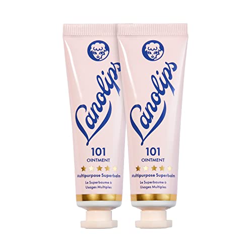 Lanolips 101 Ointment Multipurpose Superbalm Duo - Natural Lanolin Moisturizer - Great For Cracked Lips, Cuticles + Dry Skin - Works As A Nipple Cream - Fragrance-Free, Clean, Cruelty-Free (15G Each) #TOP5