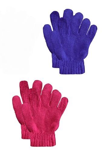 Image of Acrylic warm School Woolen Winter knit cold weather fleece wool Gloves for Boys & Girls, fits for 5-10 years