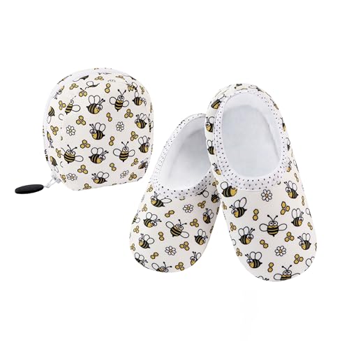Snoozies Foldable Travel Slippers with Zipper Pouch