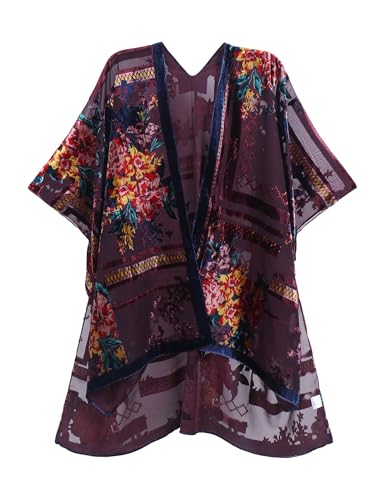 Image of MJ SERECA Women's Casual Long Velvet Kimono