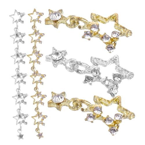 FOYTOKI Gold Star Nail Charms 30pcs Metal Charms Rhinestones for Manicure Fashionable Nail Decor