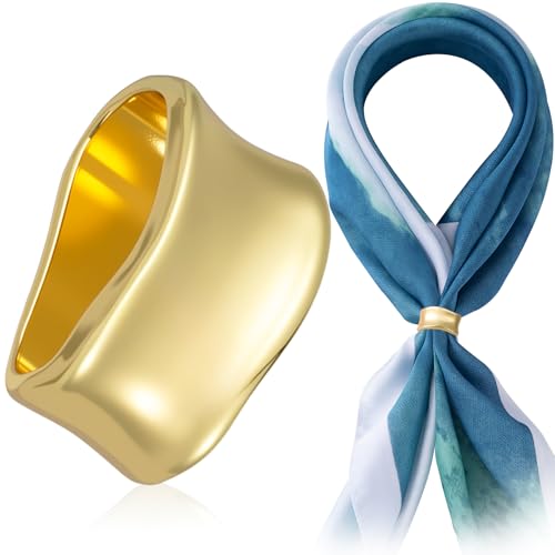 Joez Wonderful Fermaglio ad anello per sciarpa, fibbia per sciarpa in seta a fascia larga, clip per scialle e sciarpa, fermaglio per sciarpe, (Anello) Oro, 1''×0.54''