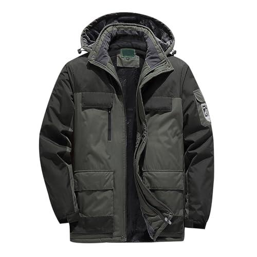 Generisch Chaqueta de invierno para hombre, chaqueta para hombre, talla grande, cálida, chaqueta de lana, abrigo de invierno, chaqueta de esquí, resistente al viento, traje de senderismo para