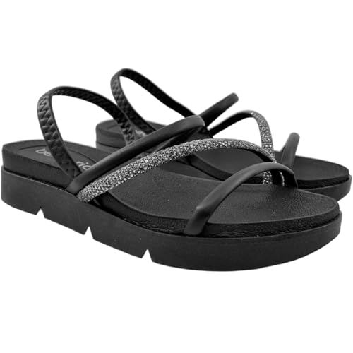 Sandália Feminina Beira Rio Macia Leve (38, Preto)