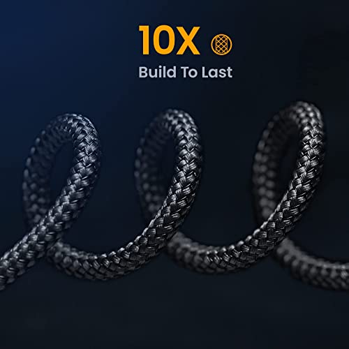 Image of AINOPE USB C Cable Right Angle (2-Pack, 10ft+10ft) 3.1A Type C Charger Fast Charging, Durable Nylon Braided USB A to USB C Charger Cable (Black)