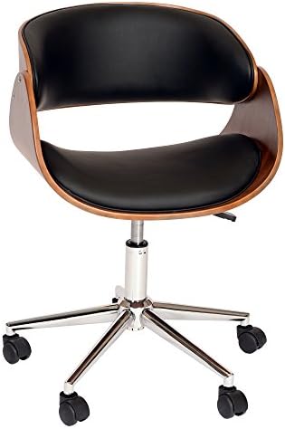 Armen Living Julian Office Chair in Black Faux Leather and Chrome Finish