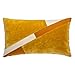Atmosphera - Coussin déhoussable Patchwork en Velours Ocre et Coton Canvas 50 x 30 cm