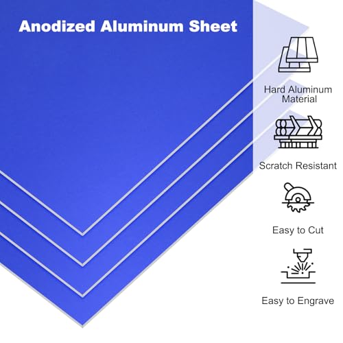 Image of PATIKIL 7x5x1 /32inch Anodized Aluminum Sheet, 5Pcs Metal Rectangle Aluminum Plate 0.8mm Thick Engraving Blanks for Laser Engraving DIY Decorative Crafting Home Decoration, Blue