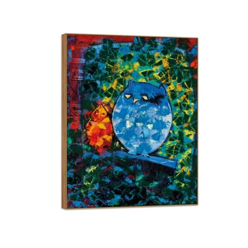 MUHJDYC Max Ernst Famosa Impresión Imagen en Lienzo-Abstracto Cuadros Decoracion Salon-Marco de Madera Pintura Dormitorio Hogar(búho y su hija) 30x40cm-12x16in