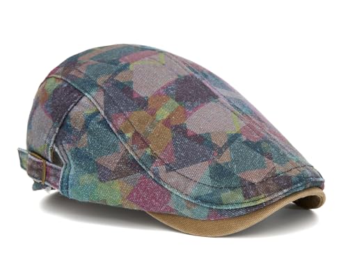 Image of Quanhaigou Unisex Denim Newsboy Hats Flat Ivy Gatsby Cabbie Driving Berets Hat Cotton Dad Cap for Men Women
