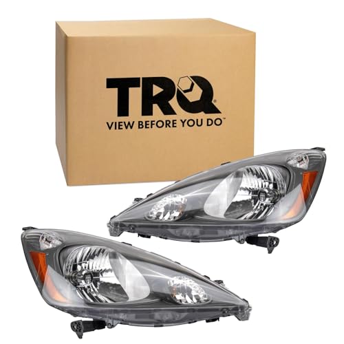 Image of TRQ 2 Piece Headlight Assembly Set Driver & Passenger Side Compatible with 2009-2014 Honda Fit Without Sport Package HO2502138 HO2503138
