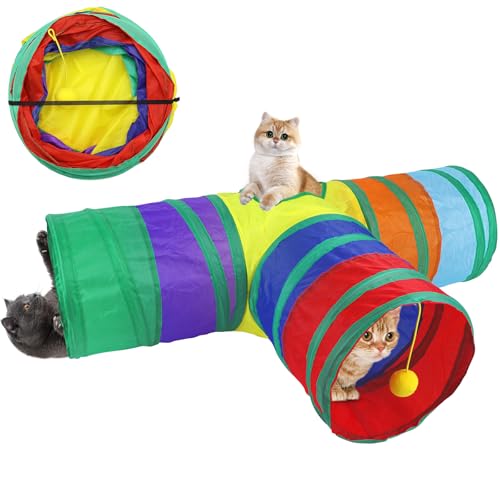 Juguetes Tunel para Gatos Accesorios Interactivos Juguete Gato Juegos Tuneles para Gatos Interactivo 3 Vías Tunel Plegable para Conejos Juguetes para Gato Pequeños para Ejercitar Gatitos