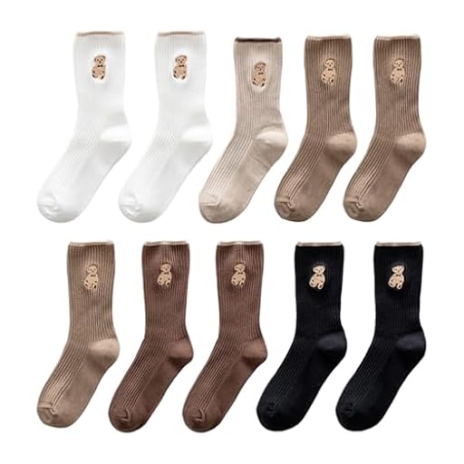 5 Pares De Calcetines Con Estampado De Ositos, Calcetines Para Mujer, Bonitos Calcetines, Calcetines Hasta La Pantorrilla, Calcetines Elásticos Y Suaves, Calcetines Cálidos | Ya disponible en tu tienda friki favorita! En mundofriki.es!