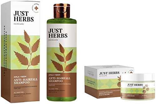 Image of Just Herbs 8 In 1 Root Nourishing Amla Neem Hair Fall Control Shampoo 200 Ml & Just Herbs Ayurvedic Vitamin C Face Pack & Mask- 50 gm