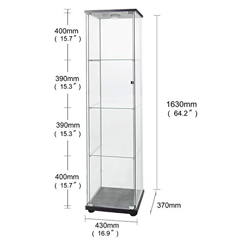 FANYUSHOW Glass-Door Cabinet, 4-Shelf Curio Cabinet,Black - Thumbnail 7