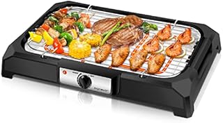 Aigostar Smokeless Electric Grill, 2000W Health BBQ Grill with Adjustable Temperature, Drip Tray, Easy Clean Table Barbecue Grill for Outdoor and Indoor Barbecue - Lava