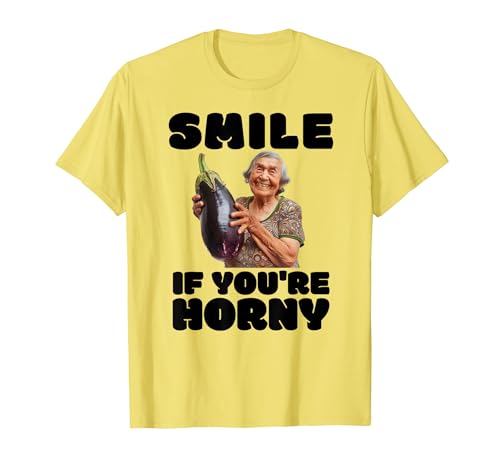 Engraçado beringela sacanagem velha senhora impróprio embaraçoso t-shirt, Amarelo, S