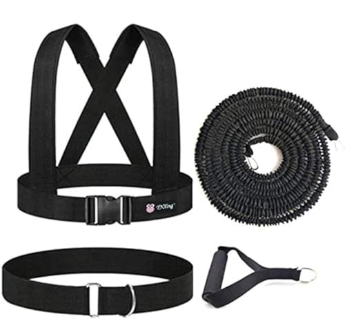 YNXing Dynamischer Widerstandstrainer, Beschleunigungsgeschwindigkeit, elastische Schnur für Widerstandstraining zur Verbesserung von Kraft, Kraft und Beweglichkeit (schwarz, 5 m)