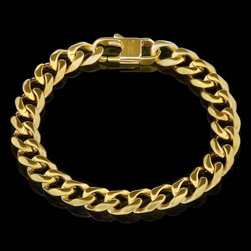 Invicta Bracelet for Men, Stainless Steel Curb Link Chain Jewelry, 8.5mm-11.5mm, 8.5"-9"3