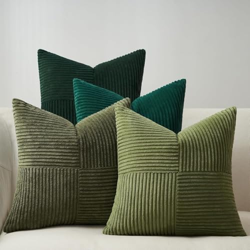 Topfinel 60x60 Kissenbezug Weihnachten grün 4er Set Samt Kissenhülle...