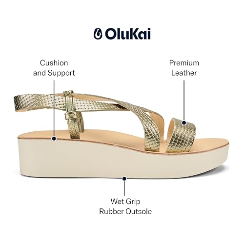 OLUKAI Onohi Women's Strappy Leather Sandals, Premium Platform Sandals with Full Grain Leather, Comfortable & Versatile, All-Day Wear4