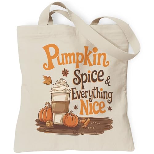 TOTEUSVIA Autumn Pumpkin and Coffee Tote Bag Pumpkin Spice and Everything Nice Canvas Bag