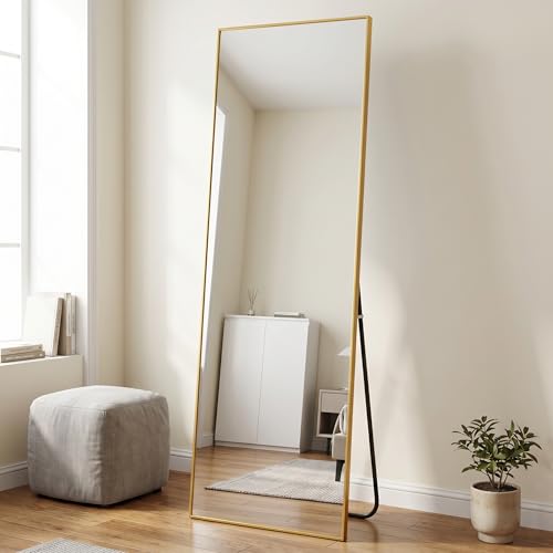 Image of BEAUTYPEAK 71 inchx36 inch Rectangle Full Body Floor Mirrors, Full Length Mirror Hanging or Leaning, Aluminum Alloy Frame Wall Mirror for Bedroom, Dressing Room, Gold