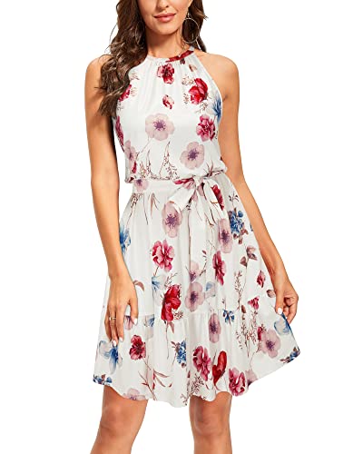 Image of Newshows Women's Halter Neck Belted Summer Casual Beach Sundress | Lightweight, Breathable, Summer Casual Beach Sundress 2026, Holiday, A-Line, Dating, Daily Wear