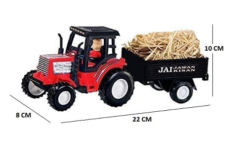 Cojuz Farmer Tractor & Trolley Toy Set: Unbreakable Pull-Back Action, Friction Powered Construction Truck for Kids 3+ Years (Multicolor) 2