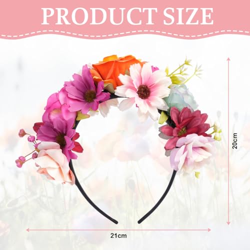 LOPHE Bohemian Wedding Floral Crown Headband with Delicate Artificial Rose Blooms - Image 2