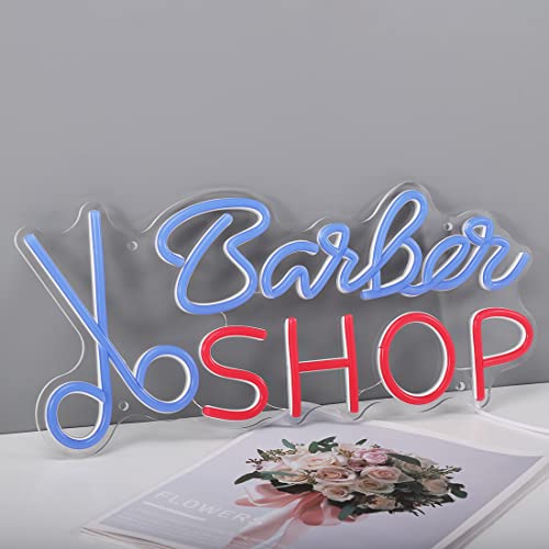 Image of Planzo Barber Shop LED Neon Light Sign Hair Salon Studio Store Wall Decor | Business Beauty Salon Neon Sign Light Wall Decor, Hairdresser Birthday Christmas Store Opening Gift, 15.75 inch x7.09 inch,USB