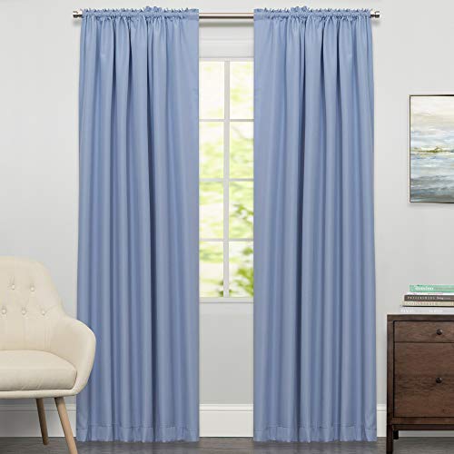Image of Sweet Home Collection Window Curtains Treatment Panel 63 inch or 84 inch Long in Stylish and Unique Patterns and Designs for All Home Decor Ribcord Blue