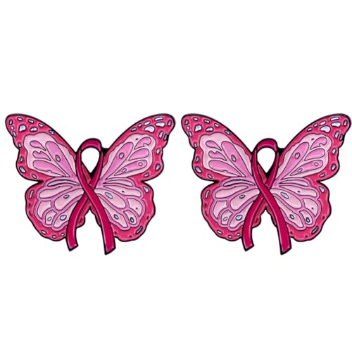 Image of Love Faith Strength Hope Breast Cancer Awareness Lapel Pins Butterfly Pink Ribbon Pin Brooch Badge Resin Enamel Cancer Awareness Gifts for Women Men