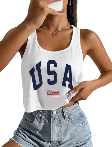 Image of Ithalt Womens American Flag Shirts 4th of July Outfits USA T-Shirt Patriotic Tank Shirt Fourth of July Sleeveless Tops